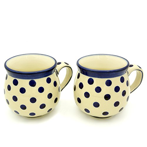 Original Bunzlauer Keramik-Becher, Kugelform 280 ml, im Set zu 2 Stück (Dekor Polka) Cover