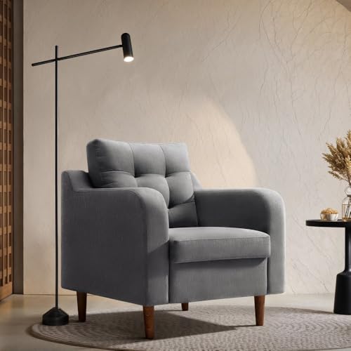 Image of Duroflex Ease Plus - 1 Seater Sofa Set for Living Room | 3 Year Warranty | Premium Wooden Frame Sofa | Anti-Pilling Fabric, Fade & Termite Resistant | Comfortable & Durable Couch - Steeple Grey