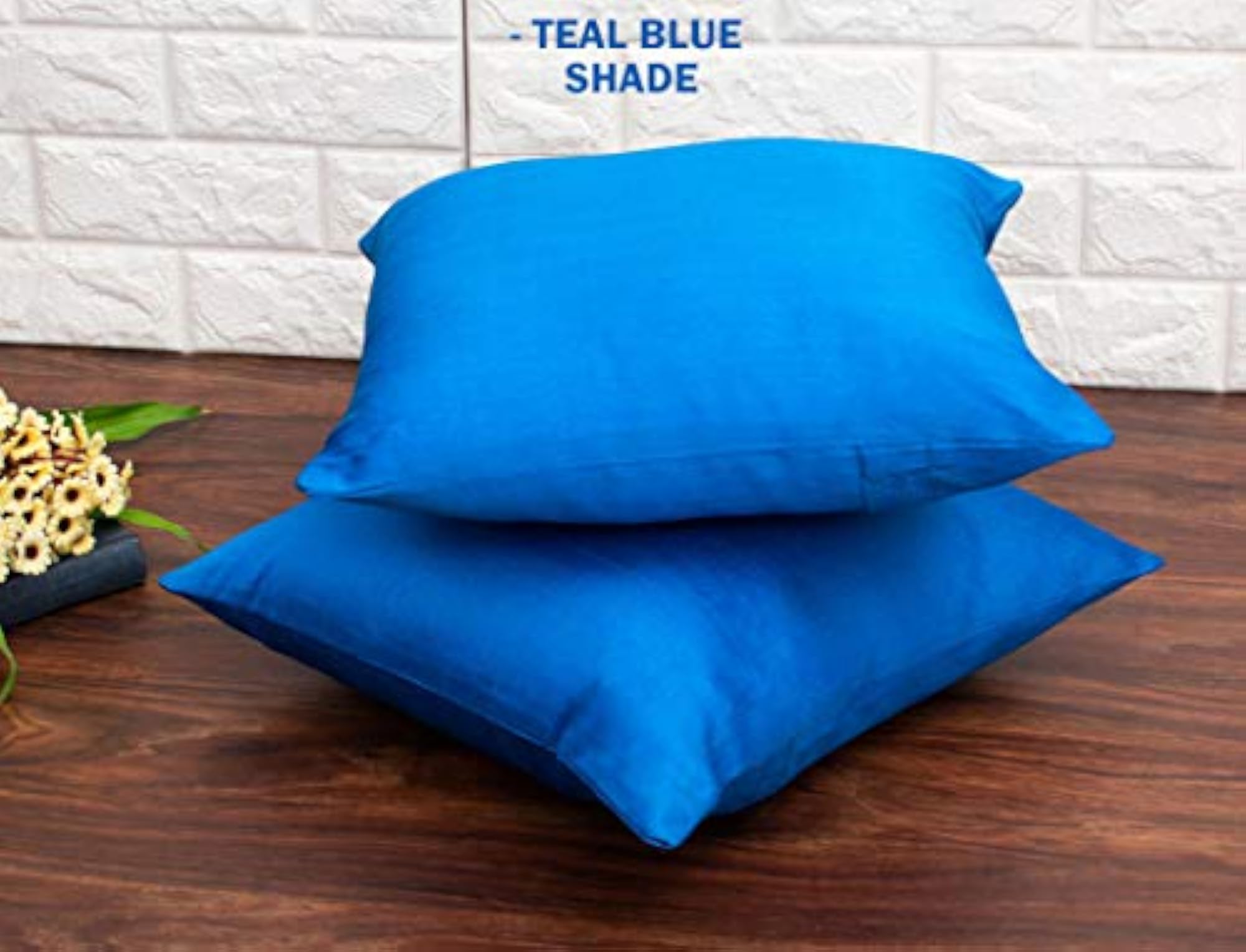 Plain Solid Long Rectangular Teal Blue Cushion Covers Pack of 5