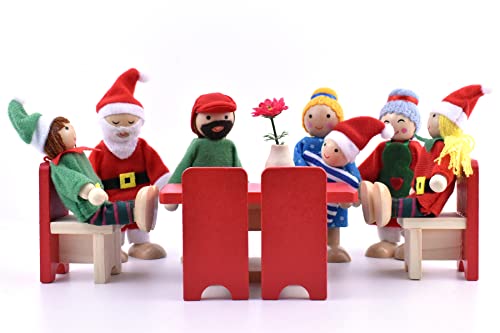 Juego de Muñecos Familia de Madera para Casa de Muñecas miniatura 6