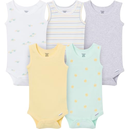 Image of Gerber Baby Girls Multi-Pack Sleeveless Onesies Bodysuit