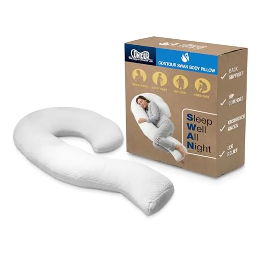 Contour Swan Original Body Pillow | Cozy, Huggable Pillow for Back, Hip, Knee, and Leg Relief | Total Comfort and Support for Side Sleepers | As Seen on TV