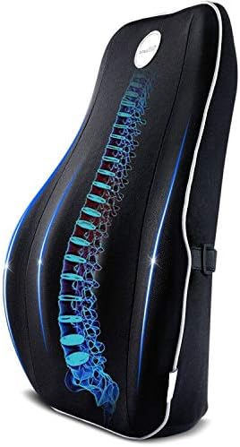 Villsure Lumbar Support Pillow, Memory Foam Back Cushion for Lower Back Pain Relief with Adjustable Elastic Belt, Ergonomic Lumbar Pillow with Breathable Cover for Office Chair/Car Seat/Wheelchair