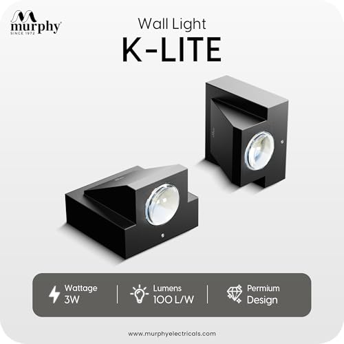 Image of Murphy K-LITE Single Ray Wall Light Pack of 3 | IP66 Waterproof | 300 Lumens | 2 Years Warranty | BIS Approved | 2.5kV Surge Protection | Up Down Light for Gate, Balcony & Garden