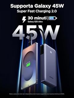 UGREEN Nexode 45W Power Bank 20000mAh Ricarica Rapida Caricatore Portatile PC Cavo USB C Integrato PD3.0 LED Compatibile con iPhone 17 16 15 14 Plus Pro Max Air Galaxy S25 S24 A56 A16 MacBook iPad