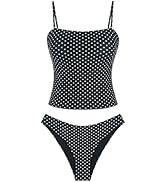ZAFUL Women's Floral Tankini Swimsuits Bandeau Tummy Control High Cut Tankini Set Two Piece Bathi...