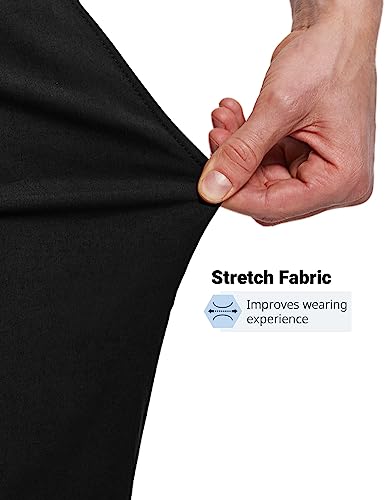 Puli Mens Golf Pants Lightweight Quick Dry Chino Workout Straight Fit Flat Front Trousers With Pockets Black 34 #TOP2