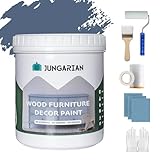 Jungarian Furniture Paint Kit 16oz with Tools - Water-based & Low Odor All-in-One No Sanding - Matte Finish Indoor Outdoor Wood Paint for Cabinets, Doors, Tables and Dressers - Aleutian