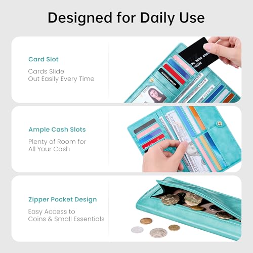 Ultra Slim Thin Wallet for Women RFID Blocking Womens Wallet Credit Card Holder Bifold Ladies Wallet with Zip Pocket3