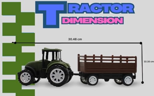 Image of Friction Powered Tractor Trolley Toy for Kids | Farm Tractor Toy with Trailer for Boys & Girls | Push & Go Tractor Vehicle Toy | BIS Certified | NeoKiddo (Dark Green)