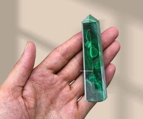 Image of Crystal Heaven Certified Malachite Crystal Tower Obelisk Point For Chakra, Healing And Balancing - Aaa Grade Original Certified Gemstone Agate For Reiki Meditation Yoga Spiritual (3-4 Inches)