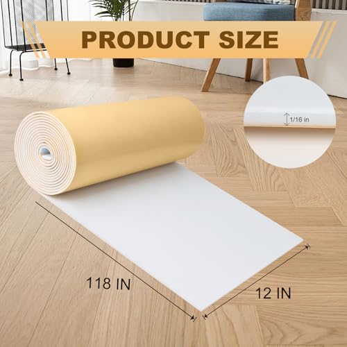 Image of Neoprene Foam Rubber Sheet - 12 x 118 x 1 /16 Inch Adhesive Insulation Soundproof Foam Padding