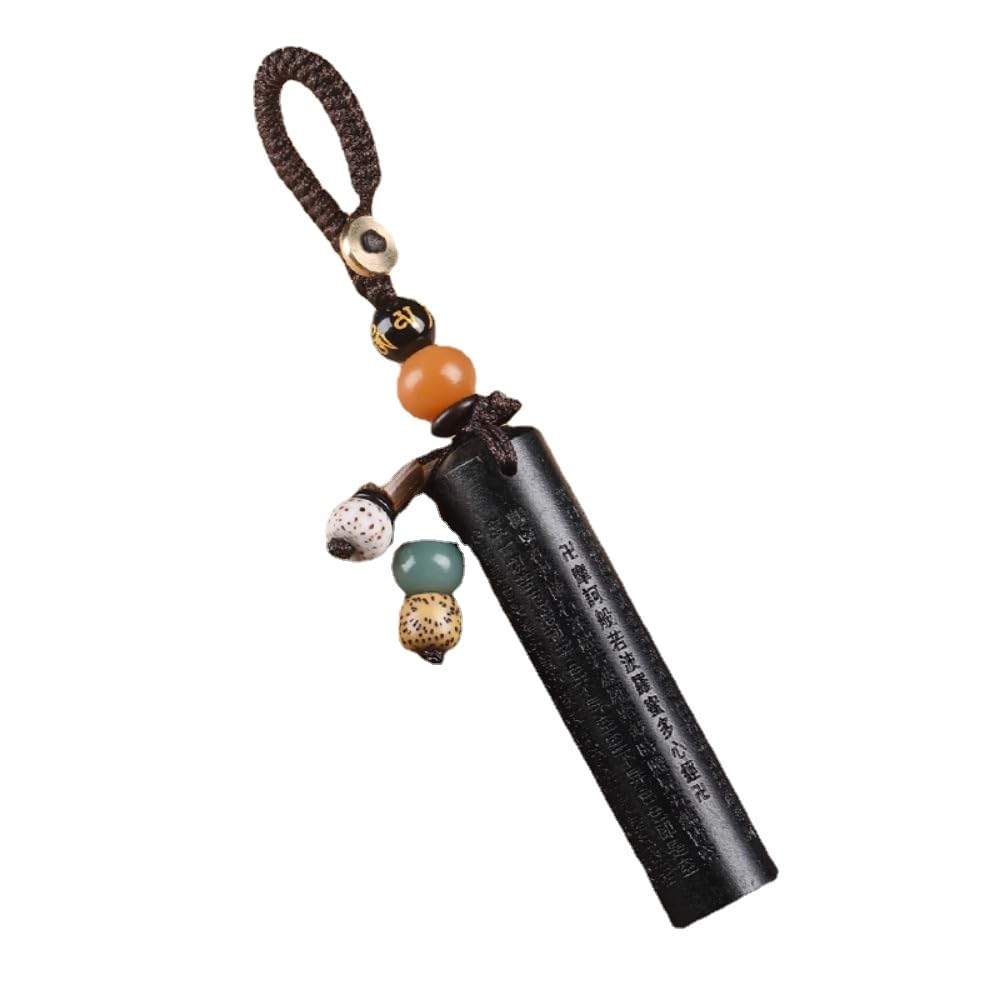 LKLNCXC Key Rings Car Peach Wood ，Black Sandalwood Keychain Heart Sutra Ring