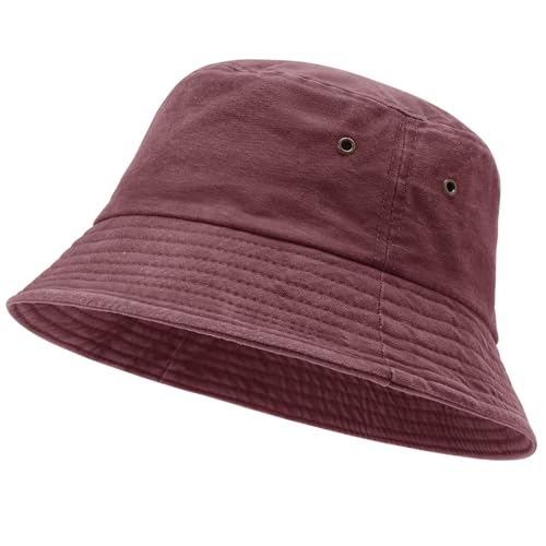 Voqeen Sombrero Mujer Verano Gorro de Pescador Playa Algodón Sombreros para el Sol Protección UV con ala Ancha Plegable Vintage Bucket Hat Unisex para Viaje Senderismo