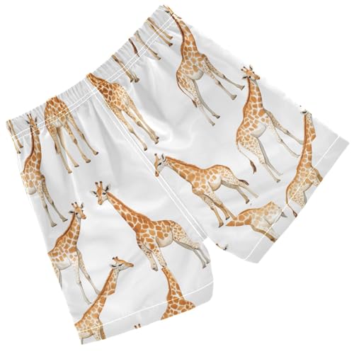 Pigsaly Boys' Swim Board Shorts Watercolor Brown Giraffes Boy's Swim Trunks Kids Swimwear 2T2