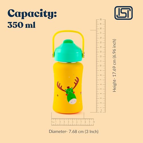 Image of rabitat Steel Play 3.0 Water Bottle for School Kids 450ml, 1+1 Year Brand Warranty | Steel Water Bottle | Steel Bottles | BPA-Free Leak-Proof, Flip-Lock Sipper, EasyCarry Handle Coolest Kid Ever