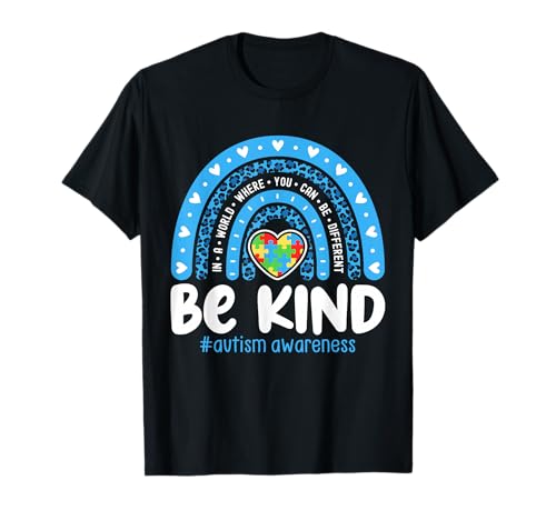 Autism Awareness Rainbow In April We Wear Blue Ribbon Autism T-Shirt
