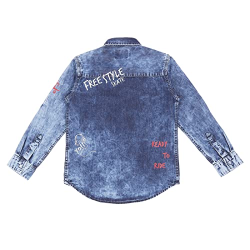 Image of Gini & Jony Boys Blue Washed Denim Full Sleeves Shirt