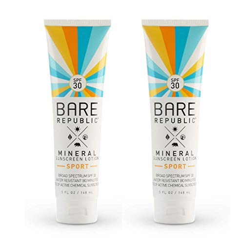 Bare Republic Mineral SPF 30 Body Sunscreen Lotion. Long-Lasting and 80 Minute Water-Resistance Sunscreen with SPF 30 (5 Ounces) 2 Pack.