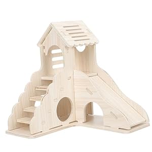 NOLITOY Wooden Landscaping House Wooden Playset Guinea Pig Toys Hamster Climbing Toy Pet Supply Small Pets Hideout Pet Sleeping House Small Animals Ladder Guinea Pig Hideout Villa Nest