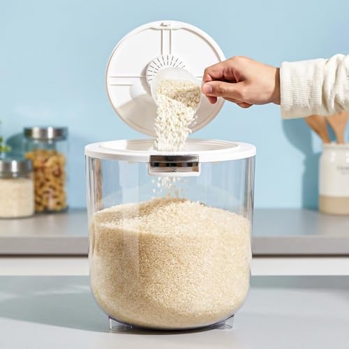 Image of Zuhi Airtight Grocery Storage Box for Kitchen | Moisture-Proof BPA-Free Kitchen Food Storage Jar for Rice, Cereals, Grains & Pulses | Transparent BPA-Free Container with Flip Lid (15 Kg)