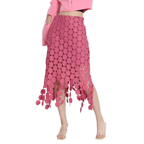 Womens Hollow Out Multi Circle Layered Maxi Skirts High Waisted Boho Fringe Hem Long Skirt Beach Vacations Date Nights