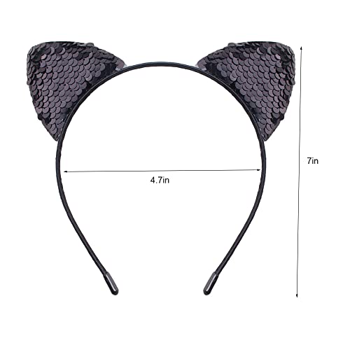 Lovinshow Black Sequin Cat Ears Headband #TOP3