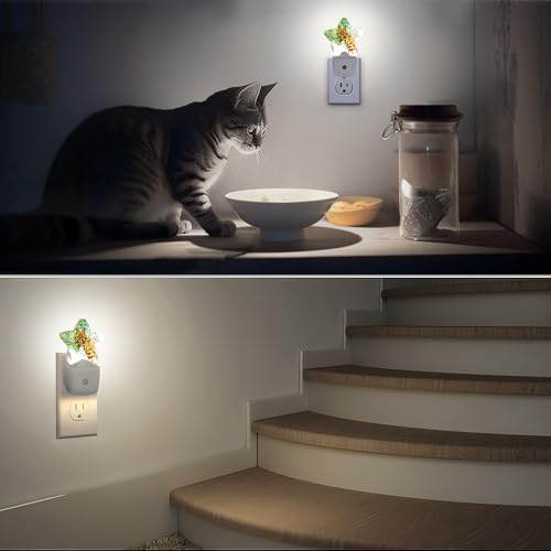 Image of Abstract Giraffe Night Lights Plug into Wall with Dusk to Dawn Sensor,Lamp for Bedroom Bathroom Hallway Nightlight for Women Girls