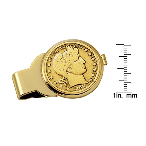 American Coin Treasures U.S. Coin Money Clip - Silver Barber Half Dollar Layered in Pure 24k Gold | Brass Moneyclip | Holds Currency, Credit Cards, Cash | Certificate of Authenticity3