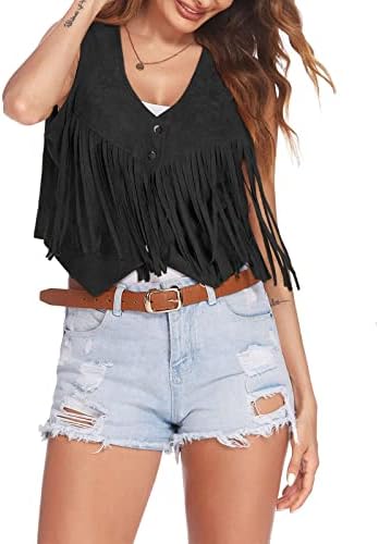 2024 Nieuw - Fringe Vest Vrouwen Faux Suede Open-Front Vintage Vest Mouwloos 70s Hippie Kleding Boho Western Jas Winterkleding voor Vrouwen Mode, Blauw, S 2024 Nieuw - Fringe Vest Vrouwen Faux Suede Open-Front Vintage Vest Mouwloos 70s Hippie Kleding Boho Western Jas Winterkleding voor Vrouwen Mode, Blauw, S