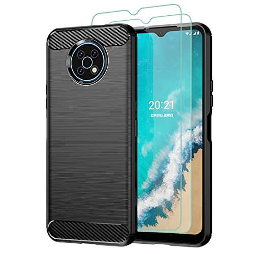 Osophter for Nokia G50 Case,Nokia G50 5G Phone Case with 2pcs Screen Protector Shock-Absorption Flexible TPU Rubber Protective Cell Phone Cover for Nokia G50 5G(Black)