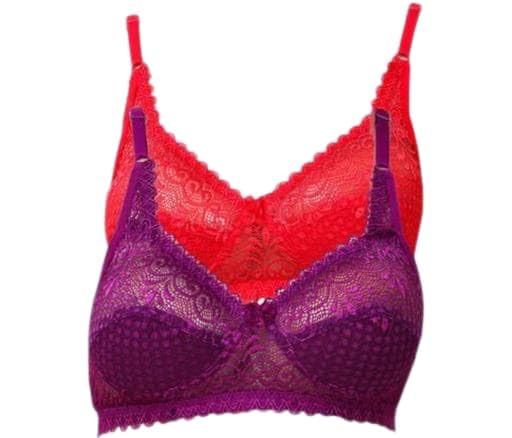 Women's Lace Bra Pack of 2 | Soft Net Non Wired Everyday Comfort Bra | Multicolor-image-25