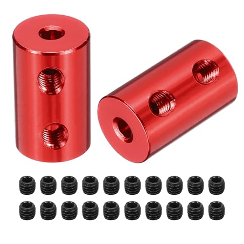 QUARKZMAN Sztywny sprzęgło śrubowe, 3 mm do 3 mm, złącze do wałków L20 mm x D12 mm, stop aluminium, zestaw złącz do drukarki 3D, koder DIY, z 20 czerwonymi śrubami, 5 sztuk