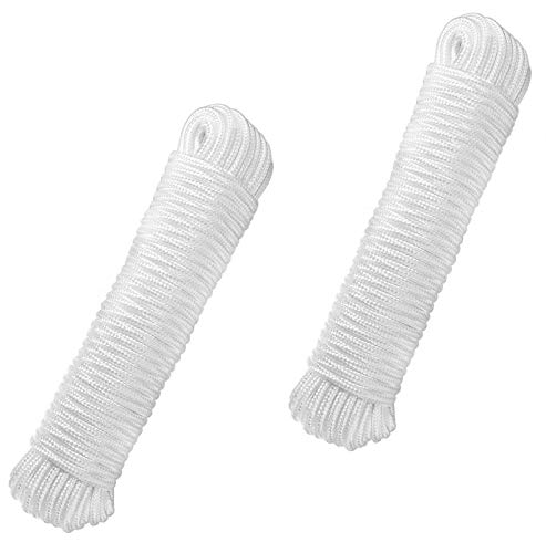 Alazco 80 ft Extra starkes Nylon-Fahnenschnur mit Diamant-Geflecht, wetterfest, stoßabsorbierend, strapazierfähig, 0,9 cm dick, mit Karabinerhaken 2 Ropes Only Cover
