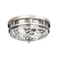 Edwarmlux Flush Mount Ceiling Lights, 2-Light Farmhouse Close to Ceiling Light, Industrial Ceiling Lighting Fixture for Kitchen Hallway Bedroom Living Room Stairways Porch (Brushed Nickel)