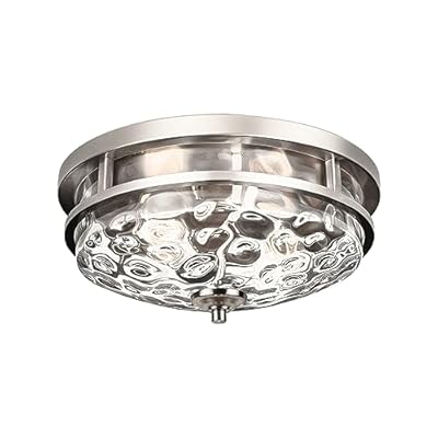 Edwarmlux Flush Mount Ceiling Lights, 2-Light Farmhouse Close to Ceiling Light, Industrial Ceiling Lighting Fixture for Kitchen Hallway Bedroom Living Room Stairways Porch (Brushed Nickel)
