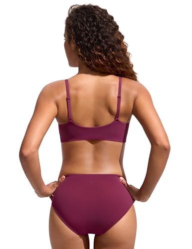 Image of CRZ YOGA D-DD Scoop Neck Bikini Tops | Removable Pads, Adjustable Spaghetti Straps, Swim, Bathing Suit Bra for Women