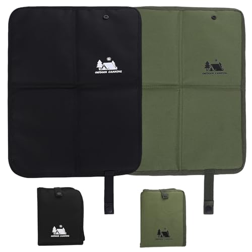 fluorehoso Sitzkissen Outdoor Faltbar, 2 Stück Sitzunterlage Outdoor Sitzmatte Thermo Unterwegs Wasserdicht Isoliertes zum Mitnehmen Kinder und Erwachsene, Wander Stadion Garten Camping (schwarz+Grün)