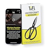 TOFL Leather Craft Scissors - Heavy Duty Shears for Cutting Thick Hide Material - Magnesium Steel Multipurpose Crafting Tool - TPU Handle, Comfortable Grip - Compact Design, Large Opening - 7.3 Inches