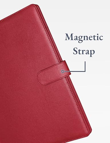 Image of Mymazn Padfolio Portfolio Folder, Faux Leather Interview Resume Folder with Document Organizer & Business Card Holder, Letter-Sized Notepad Legal Pad Holder for Men Women (Dark Red)