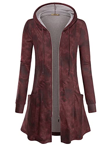 Image of Miusey Womens Zip Up Long Hoodie Jacket Lightweight Tunic Sweatshirt Open Front Cardigan