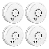 4 Pack Smoke Detector Fire Alarms 9V Battery Operated Photoelectric Sensor Smoke Alarms Easy to Install with Light Sound Warning, Test Button,9V Battery Included Fire Safety for Home Hotel