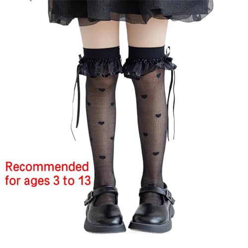 Mesh Socks Seethrough Thin Socks Nonslip Stretchy Lace Knee High Socks Kids Dancing Dress Socks3