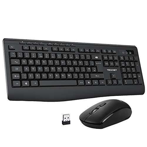 TECKNET draadloos toetsenbord en muis Set, 2.4G draadloos toetsenbord en muis Combo met Nano USB ontvanger, 12 Multimedia Entertainment toetsen voor Win XP/Win 7/Win 8/Win 10/Mac OS x10.4 Boven