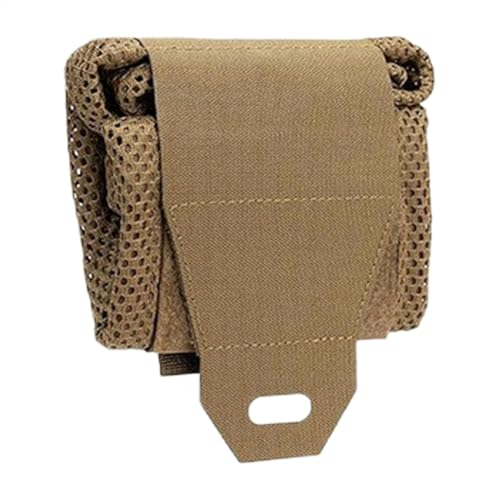 Riñonera de caza, bolsa de almacenamiento de caza, bolsa de almacenamiento con cordón, bolsillo de malla, bolsa de caza plegable para ciclismo, viajes, senderismo, pesca, Khaki, Refer to description