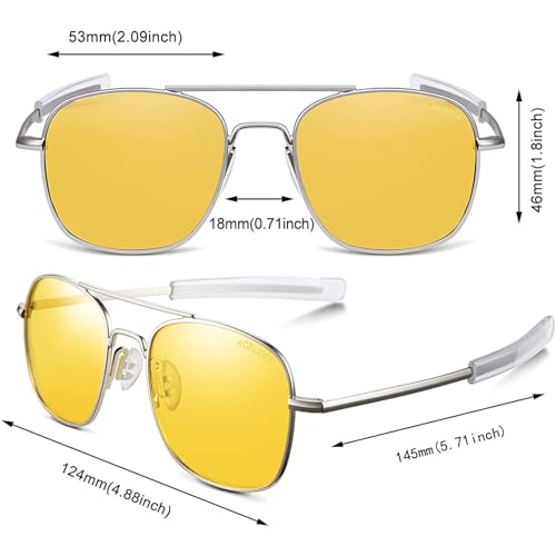 Image of Aviator Sunglasses for Mens Women 53mm TAC Polarized Lense Pilot Military Style Metal Frame with Bayonet Temples
