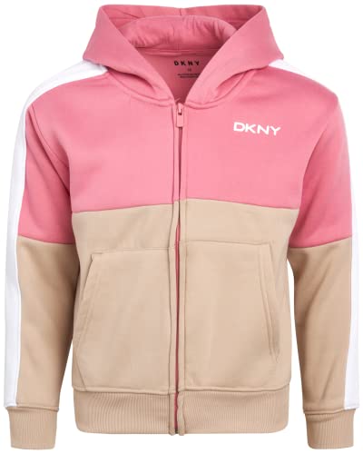 Dkny Girls 3-Piece Athletic Fleece Zip Sweatshirt Hoodie And Jogger Set, Size 8, Wild Rose #TOP4