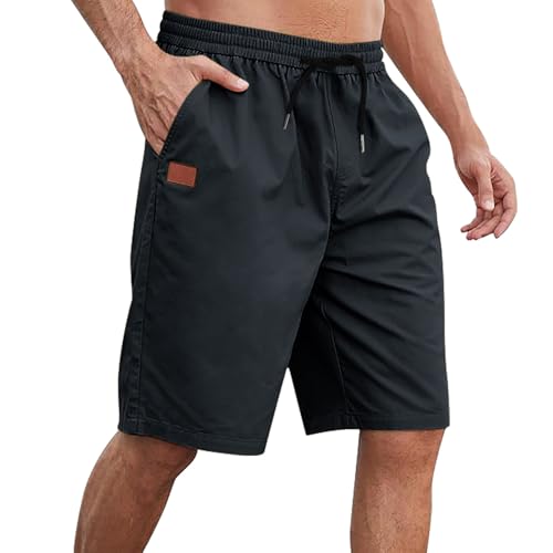 Online Shop,Herren Shorts Sommer Freizeit Stretch Elastische Taille mit Taschen Cargo Shorts Bermuda Freizeithose Kurze Hosen