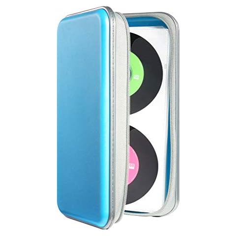 UENTIP CD Holder,96 Capacity CD Case Holder Portable CD Organizer Wallet Protective DVD Storage (96, skyblue) Cover