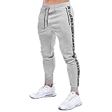 MakingDa Tracksuit Bottoms Men Slim Fit Tapered Joggers Gym Pants Skinny Sweatpants Running Training Sports Trousers with Zip Pocket-4-Grey-L
